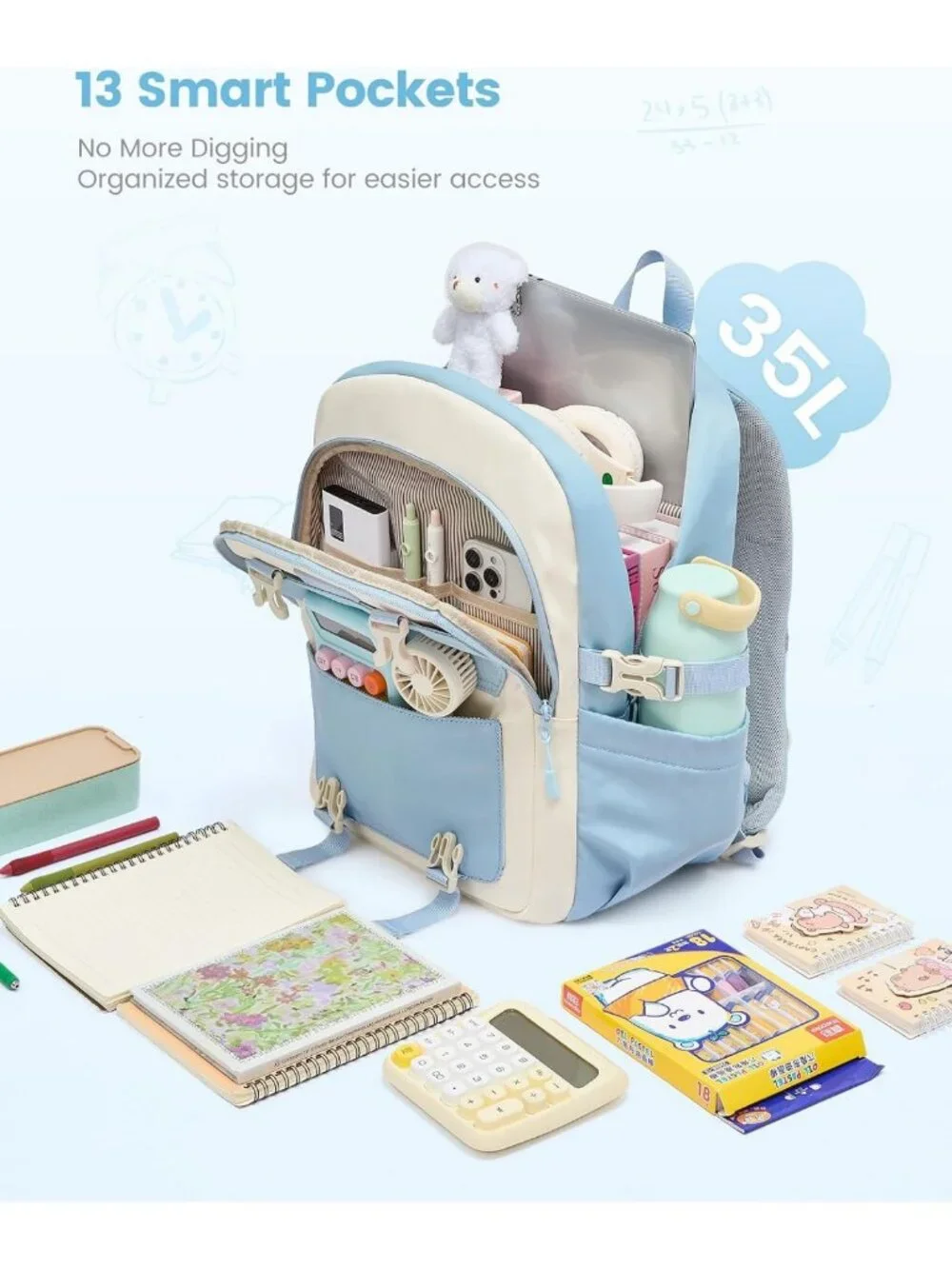 Cute Teen Girls School Backpack, Fits 15.6